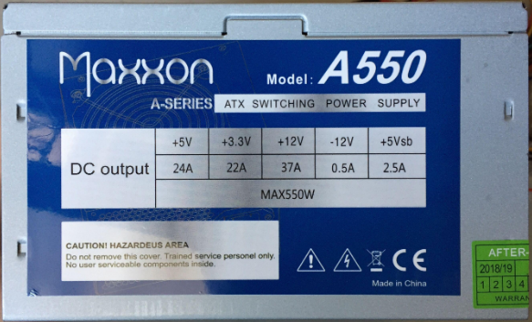 MAXXON A550W ATX POWER SULLPY