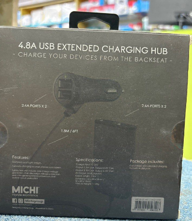 MICHI 4PORTS CAR CHARGER 4.8A