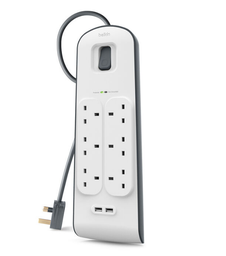 BELKIN BSV604sa2M 2.4 安培 USB 充電 6 位防雷保護拖板 (連兩位USB充電)