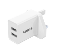 UNITEK P1113A-UK 12W 2-PORT WALL CHARGER (5V/2.4A)